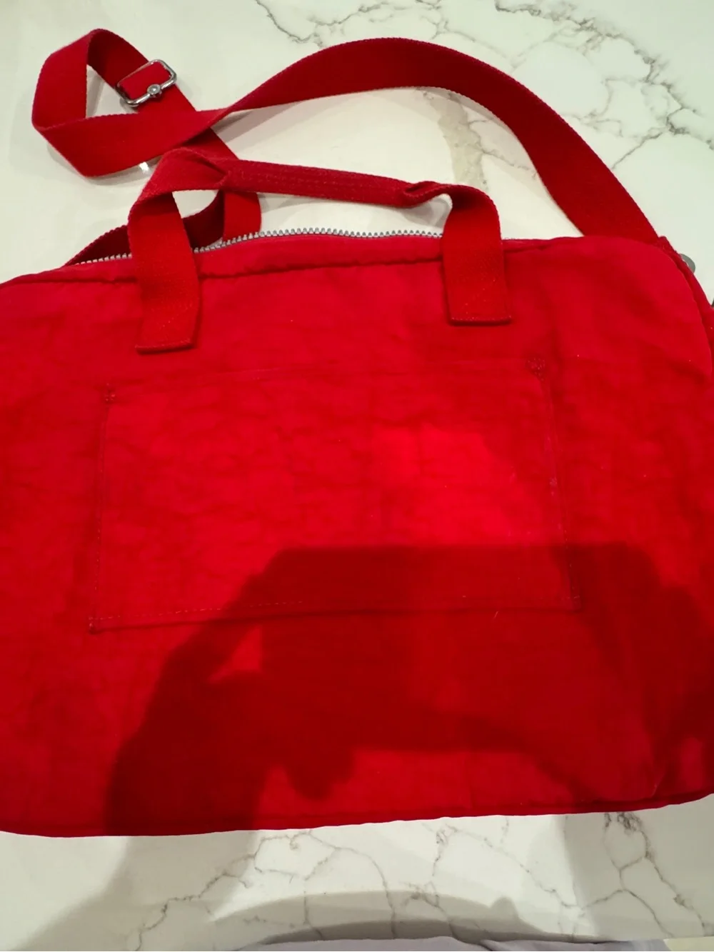 Kipling Red Nylon Pouch with Black Logo Pull